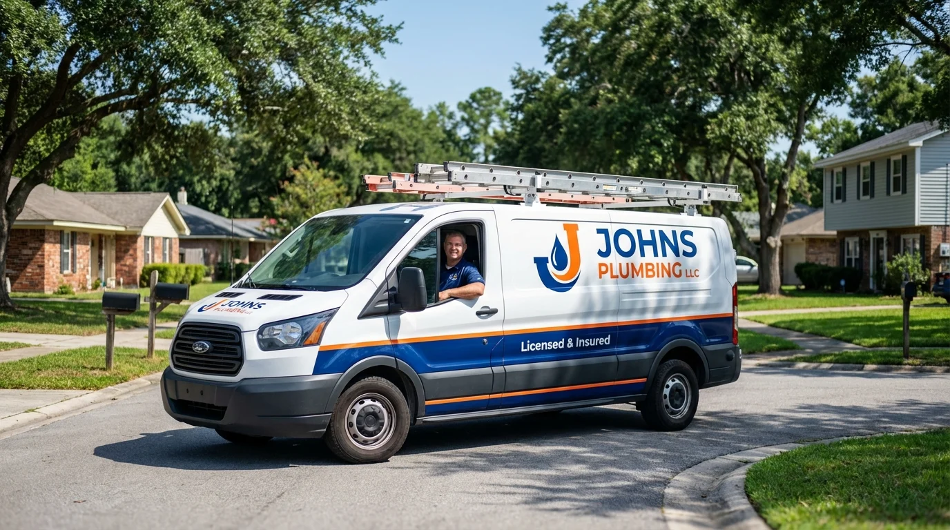 Johns Plumbing LLC service van in Egg Harbor City, NJ