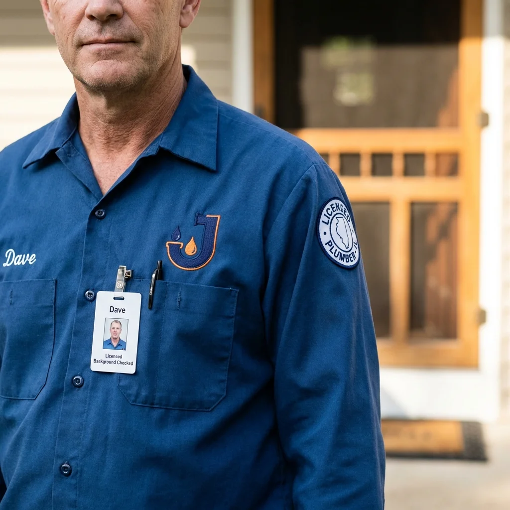 Licensed plumber showing ID badge in Egg Harbor City, NJ
